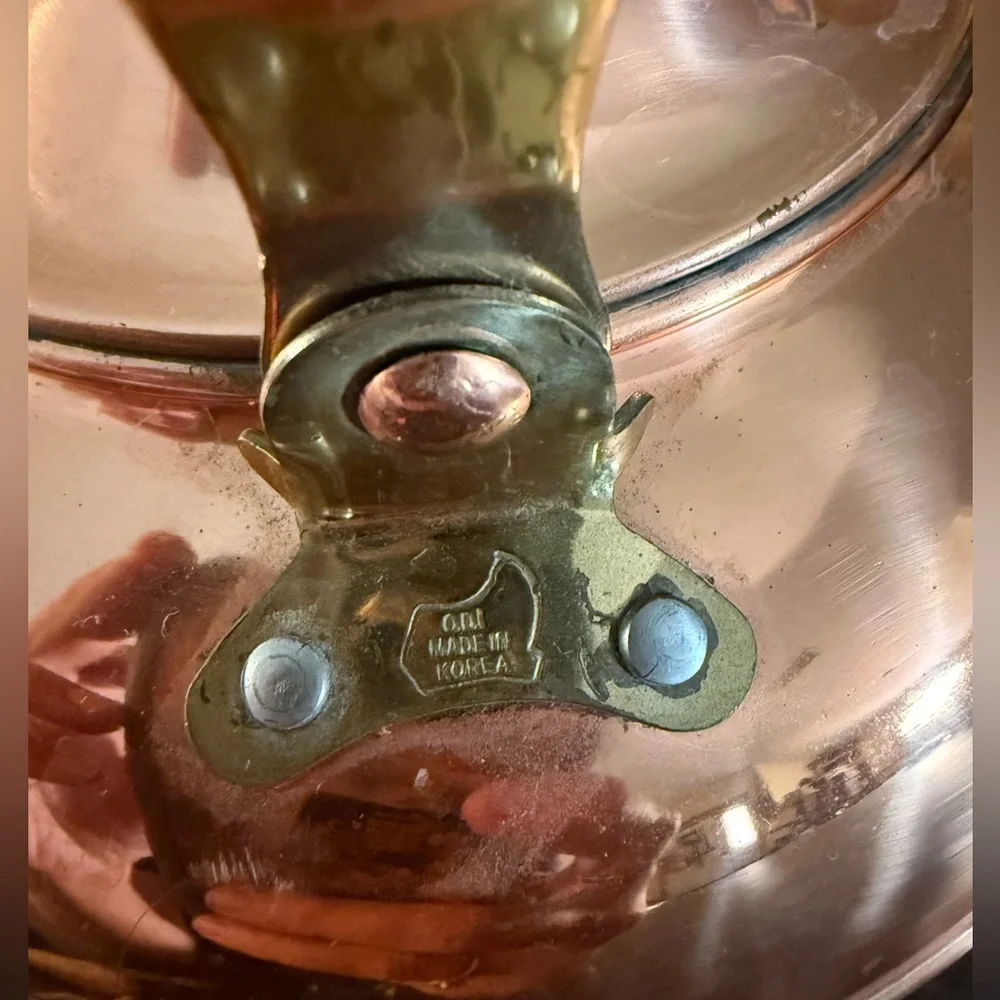 Copper Teapot Kettle with Brass Handle and Spout